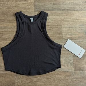 NWT Lululemon Hold Tight Cropped Tank Black Ribbed Highneck Size 8